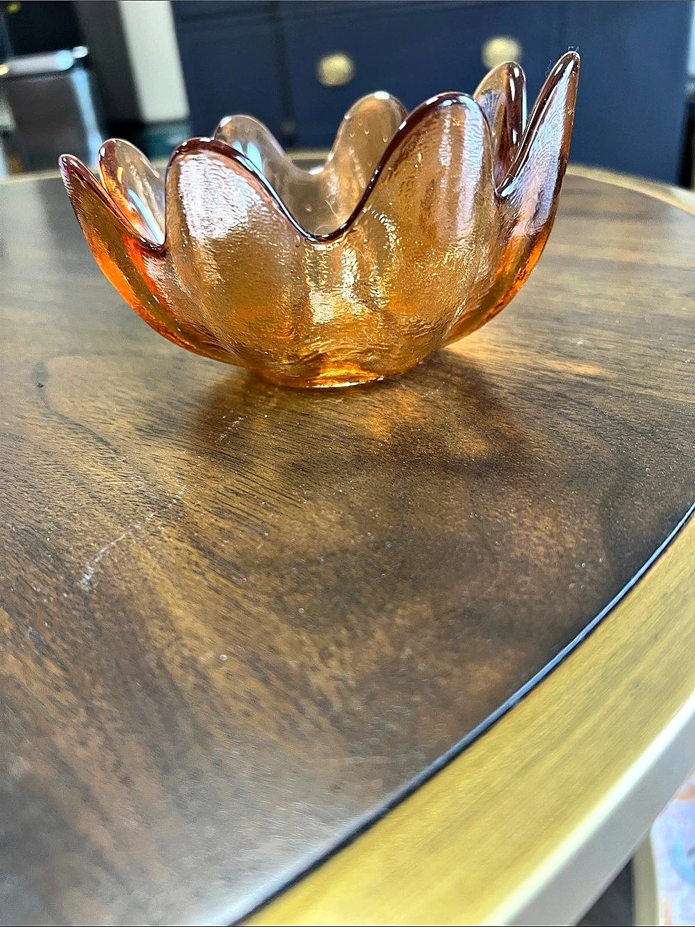 Viking Glass Epic Stockholm Lotus Bowl Amber Glass Decor